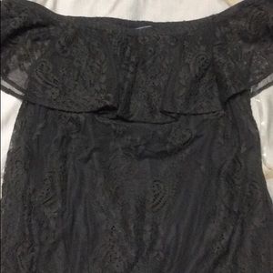 Grey Lace Off the Shoulder Blouse